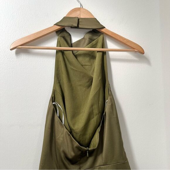 Elliatt Revolve Camo Asymmetric Satin Cocktail Dress Dark Green Size NWT - Picture 8 of 15